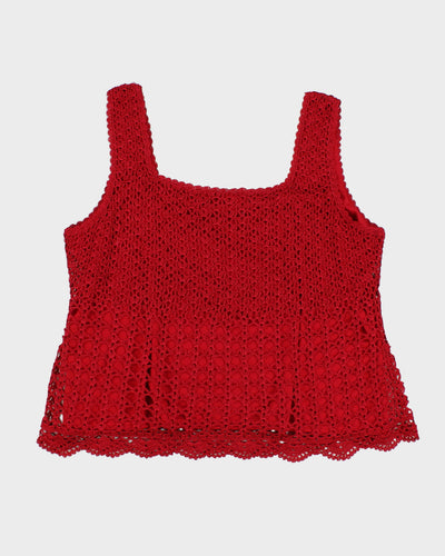 Womens Red Crochet Lined Tank Top - XL