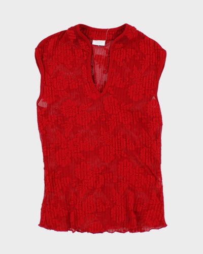 Y2k 00s Suzy Red Lace Top - S