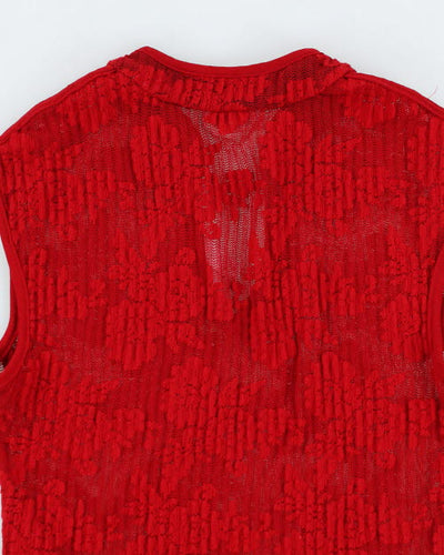 Y2k 00s Suzy Red Lace Top - S