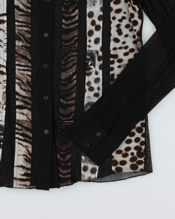 Y2k 00s Mesh Animal Print Shirt - M