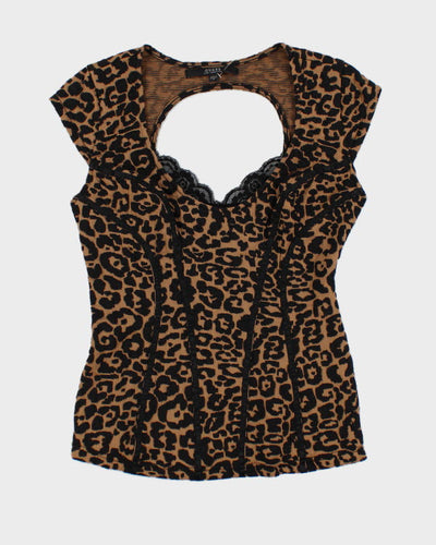 Y2k 00s Guess Leopard Print Top - M
