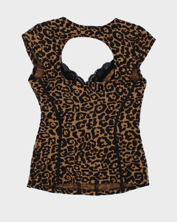 Y2k 00s Guess Leopard Print Top - M