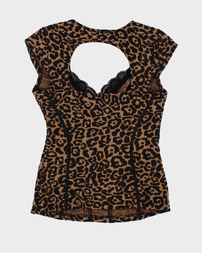 Y2k 00s Guess Leopard Print Top - M