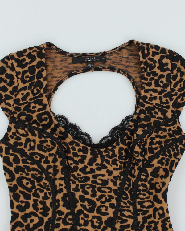 Y2k 00s Guess Leopard Print Top - M