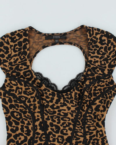 Y2k 00s Guess Leopard Print Top - M