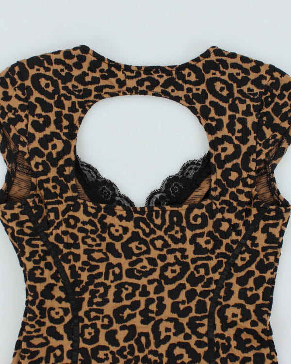 Y2k 00s Guess Leopard Print Top - M