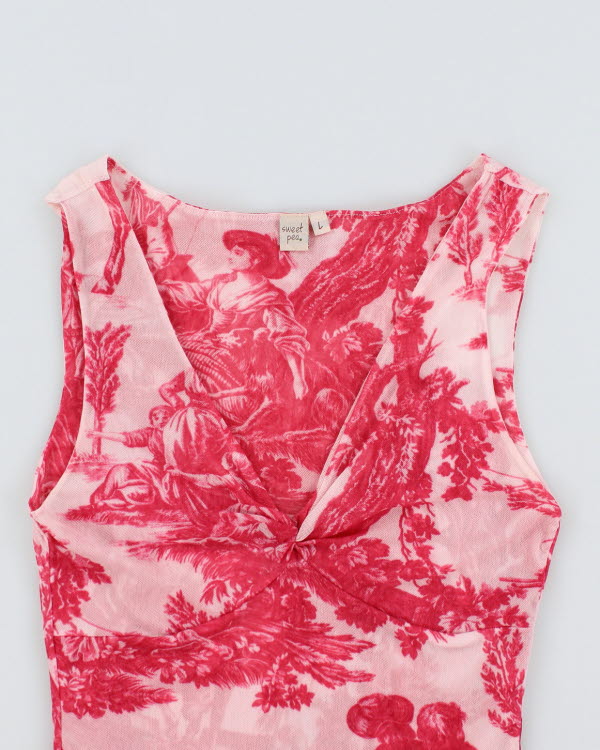 Y2k 00s Sweet Pea Mesh Top - L