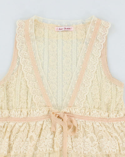 Y2k 00s Kam & Fashion Lace Top - M