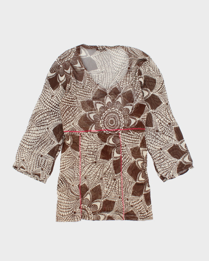 Y2k 00s Didl Mesh Button-up Top - M