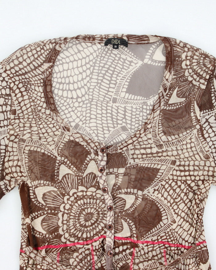 Y2k 00s Didl Mesh Button-up Top - M