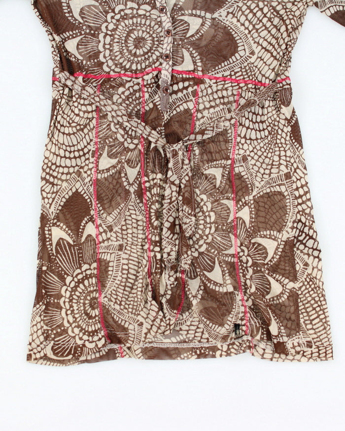 Y2k 00s Didl Mesh Button-up Top - M