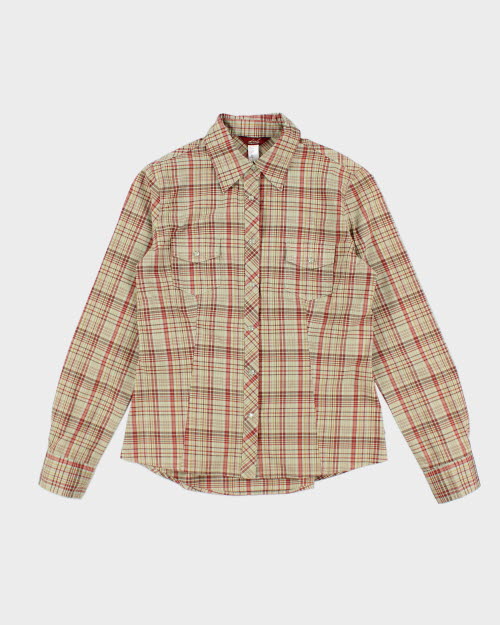 Y2k 00s Dish Check Embroidered Shirt - M