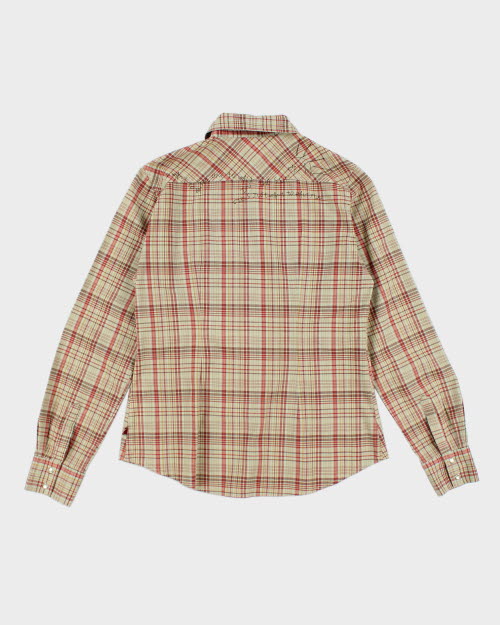 Y2k 00s Dish Check Embroidered Shirt - M