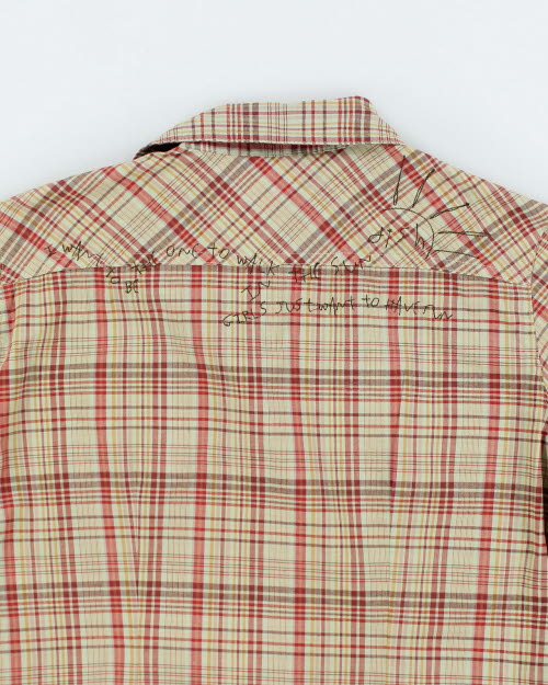 Y2k 00s Dish Check Embroidered Shirt - M