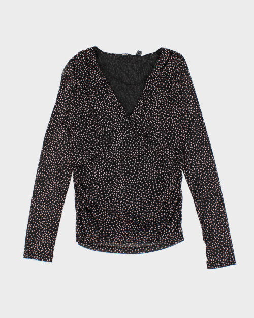 Y2k 00s Mexx Polka Dot Mesh Top - S