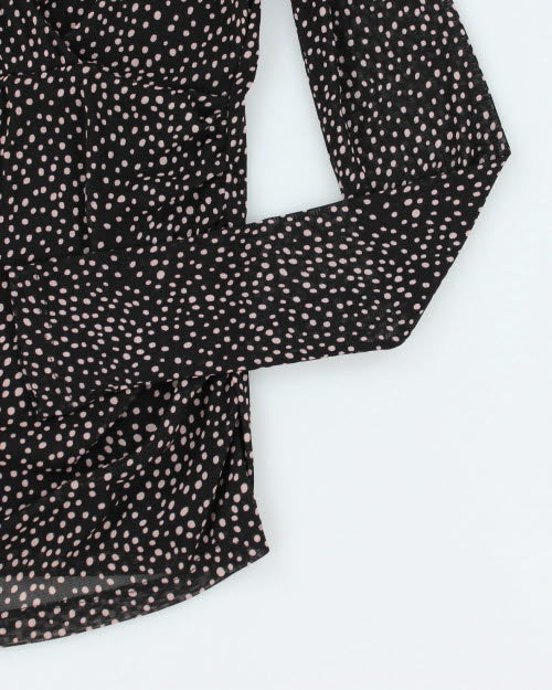 Y2k 00s Mexx Polka Dot Mesh Top - S