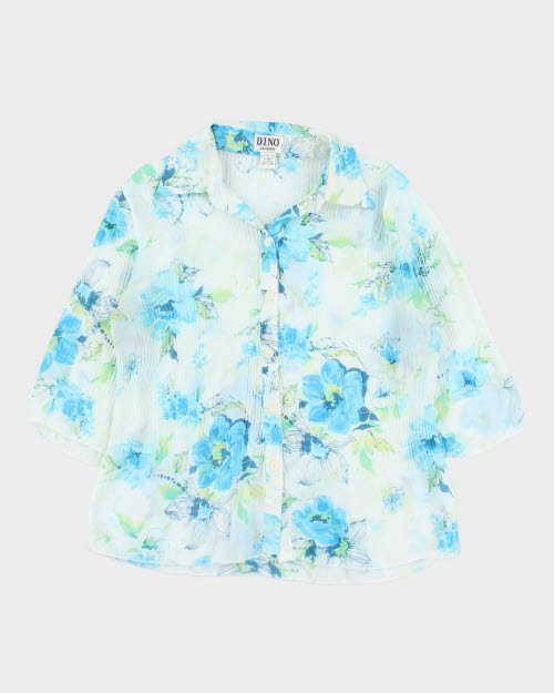 Vintage 90s Dino Floral Blouse - M