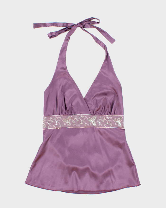 Vintage Y2k 00s Le Chateau Satin Halter Neck Top - XS