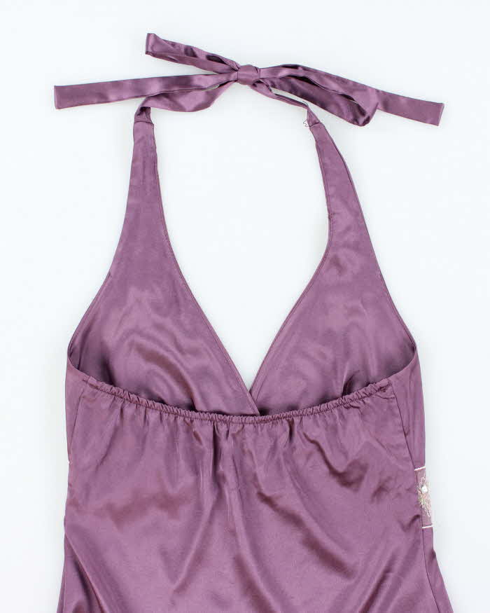 Vintage Y2k 00s Le Chateau Satin Halter Neck Top - XS