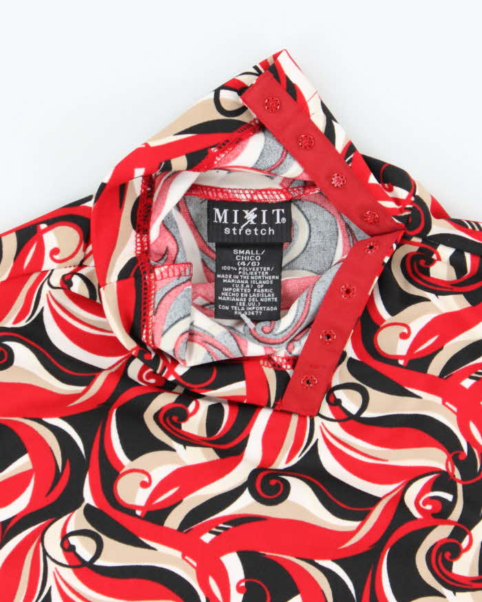 Vintage 90s Mixit Swirl Pattern High Neck Top - S