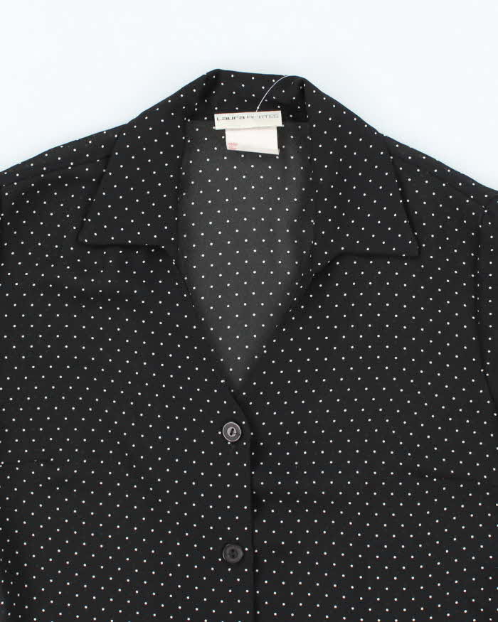 Vintage 90s Laura Polka Dot Mesh Blouse - M