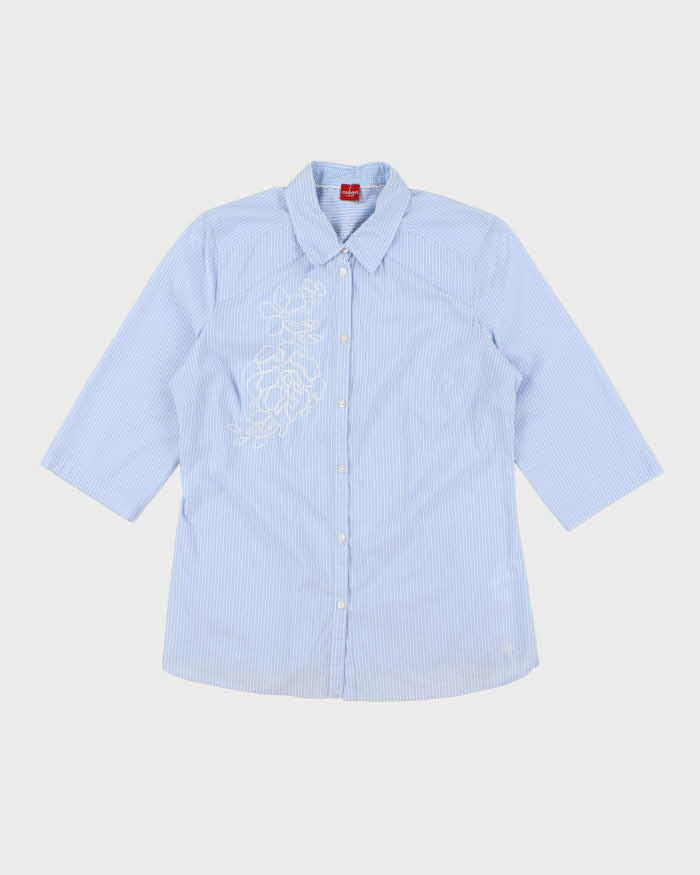 Vintage Y2k 00s Olsen Stripe Embroidered Blouse - L