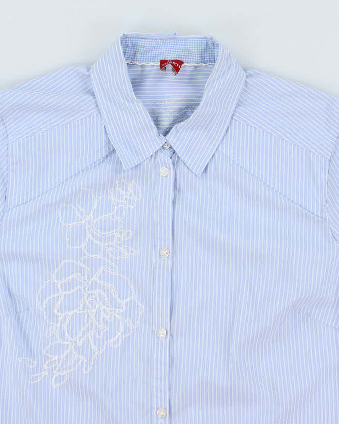 Vintage Y2k 00s Olsen Stripe Embroidered Blouse - L