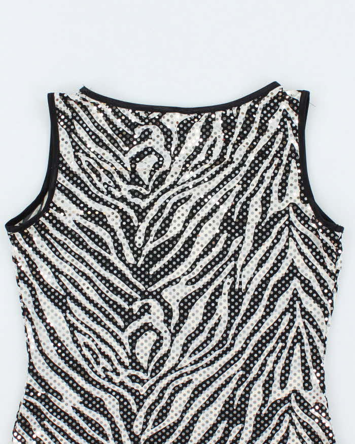 Vintage Y2k 00s Sirens Zebra Print Sequin Top  - S