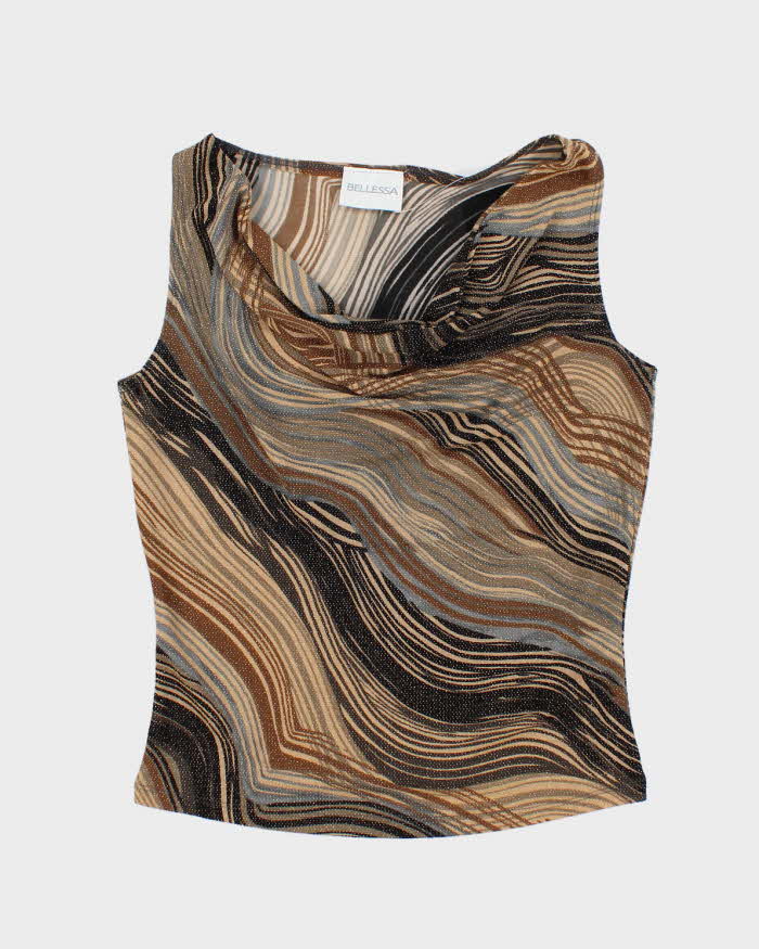 Vintage 90s Bellessa Sparkly Cowl Neck Top - L