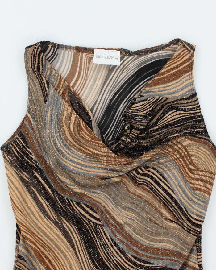 Vintage 90s Bellessa Sparkly Cowl Neck Top - L