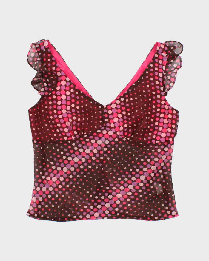Vintage Y2k 00s Ensel Spotty Open Back Top - S