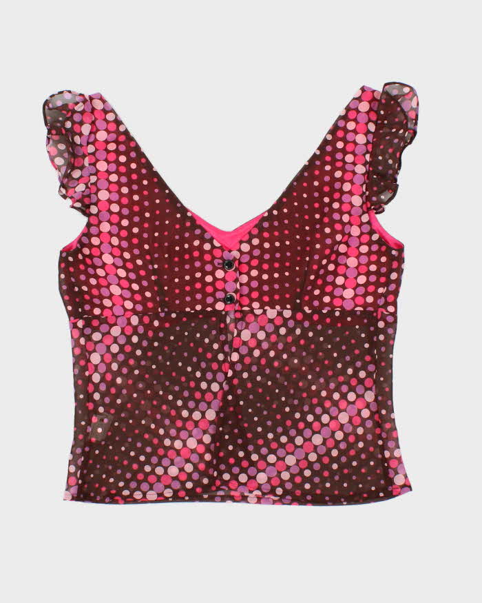 Vintage Y2k 00s Ensel Spotty Open Back Top - S