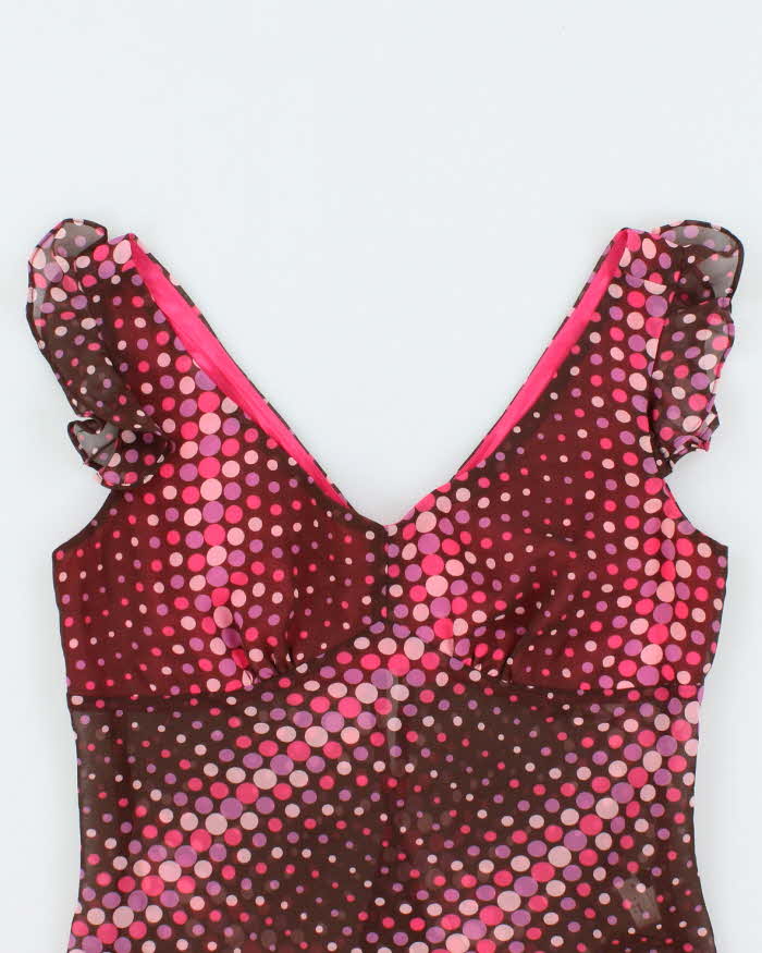 Vintage Y2k 00s Ensel Spotty Open Back Top - S