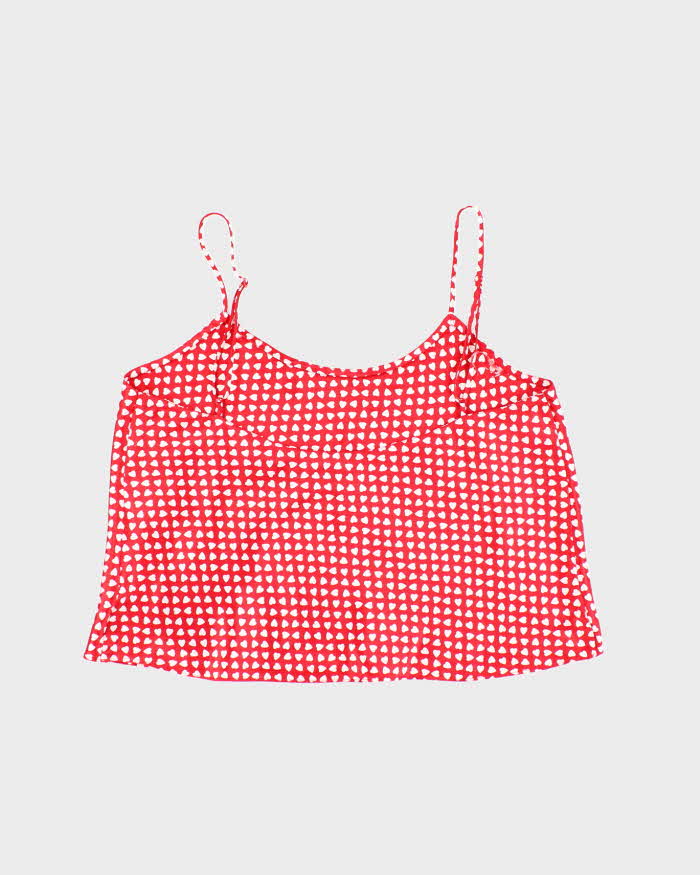 Vintage 90s Silk & Satin Heart Print Cami - M
