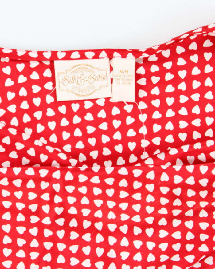 Vintage 90s Silk & Satin Heart Print Cami - M