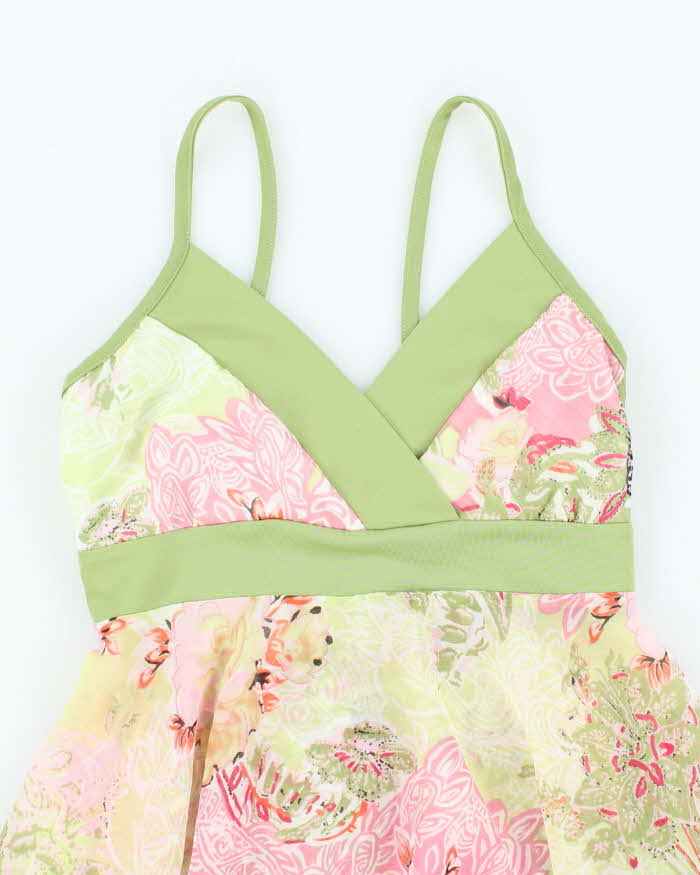 Vintage Y2k 00s Tattoo Mesh Handkerchief Hem Cami - XS