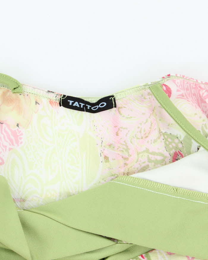 Vintage Y2k 00s Tattoo Mesh Handkerchief Hem Cami - XS