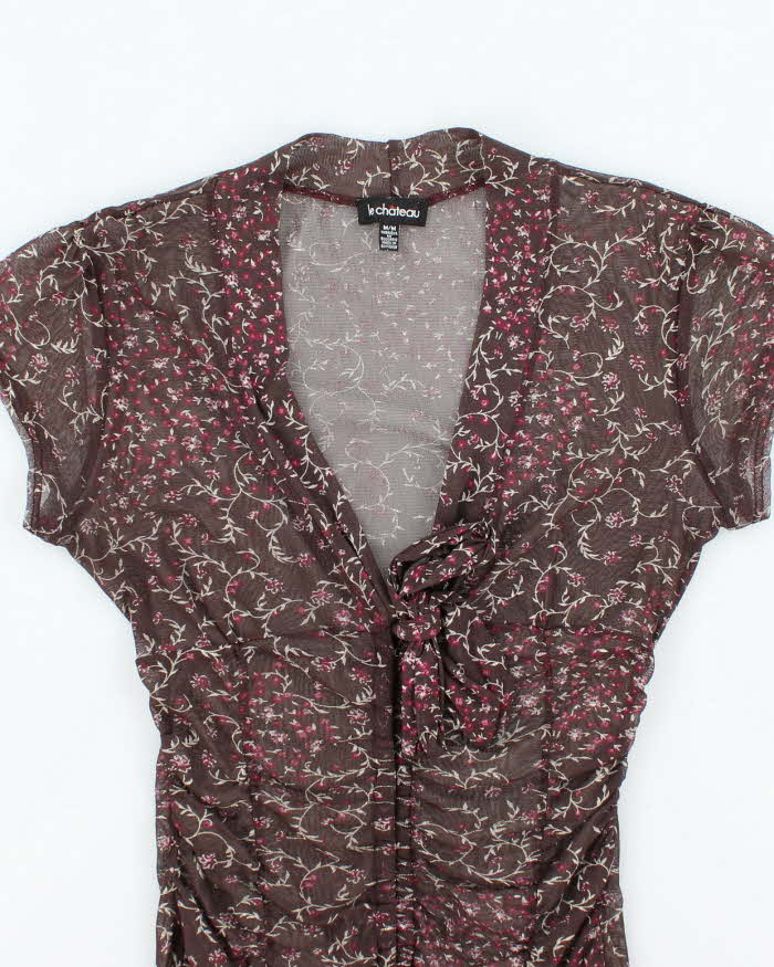 Vintage Y2k 00s Le Chateau Mesh Clasp Blouse - M