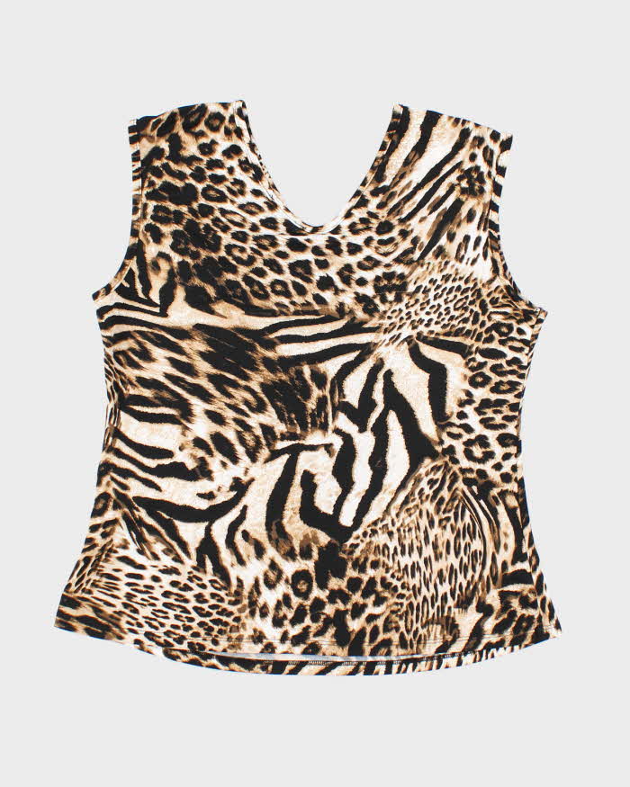 Vintage Y2k 00s Suzy O Ring Leopard Print Top - L