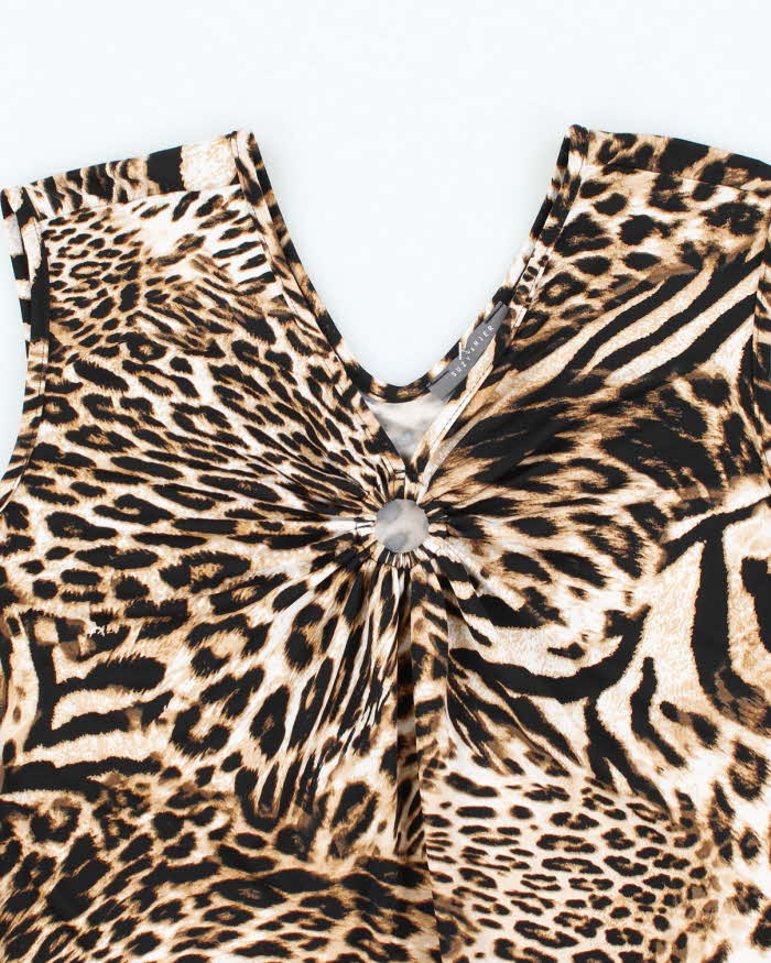 Vintage Y2k 00s Suzy O Ring Leopard Print Top - L