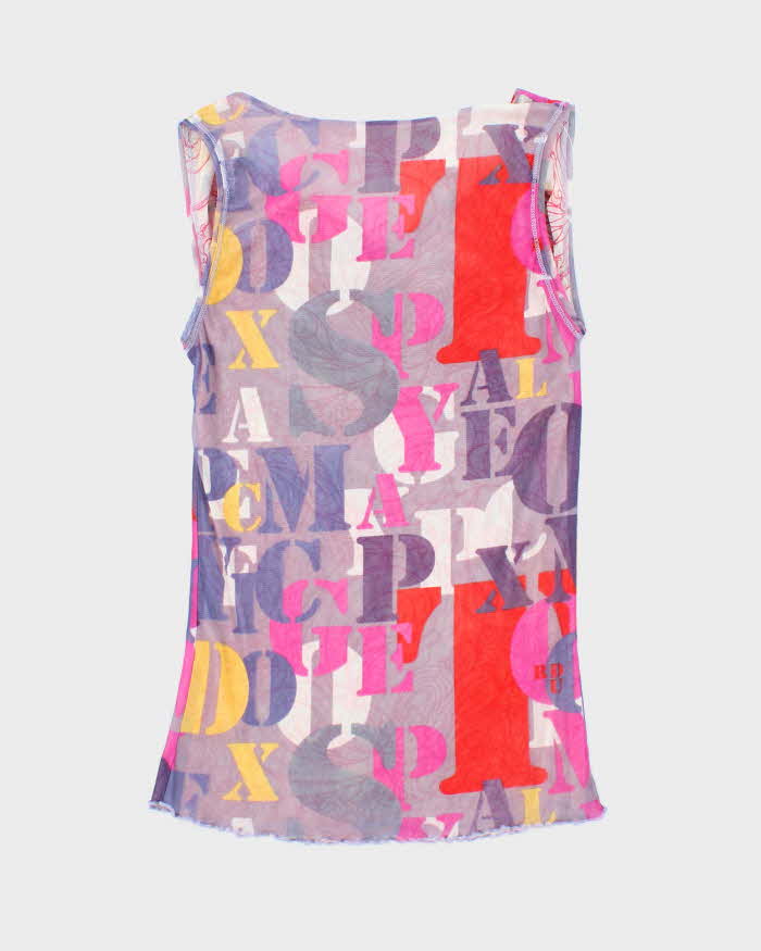 Vintage Y2k 00s Reversible Mesh Cowl Neck Top - S