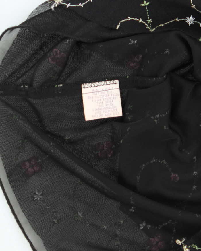 Vintage 90s Embroidered Double Mesh Top - M