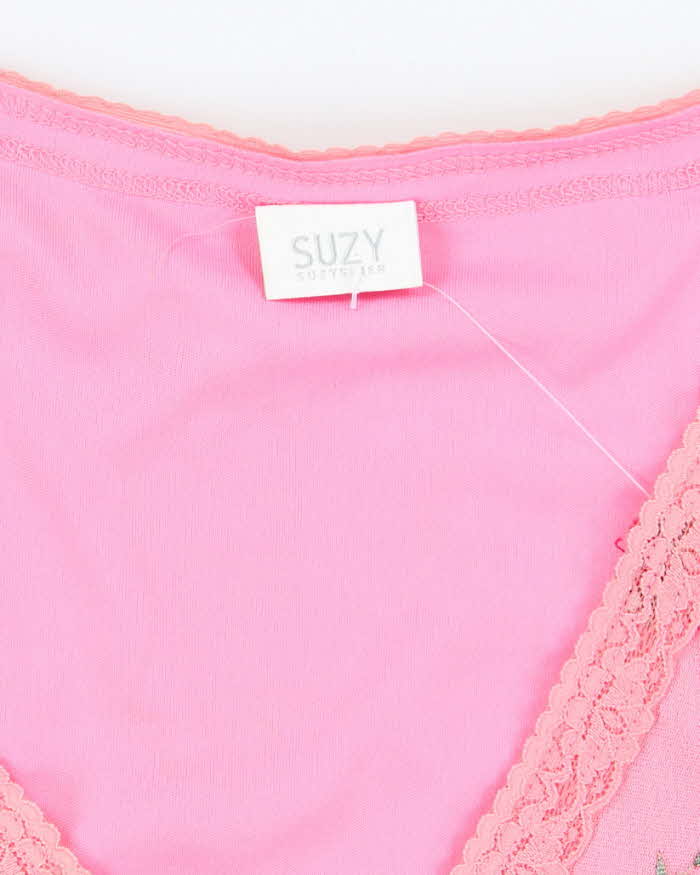 Vintage Y2k 00s Suzy Embroidered Mesh Top - S