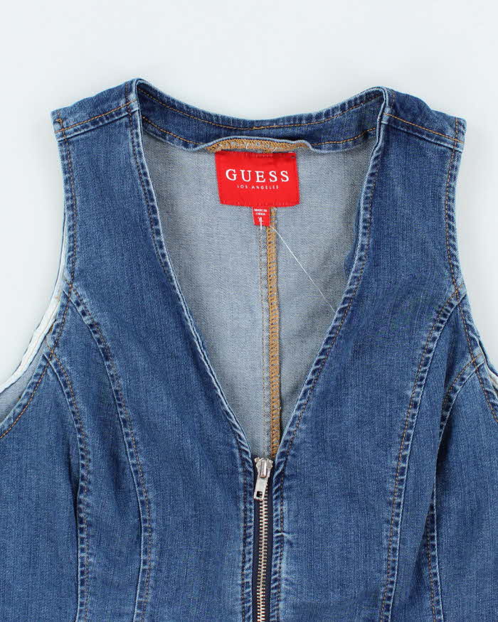 Vintage Y2k 00s Guess Zip-up Denim Top - XL