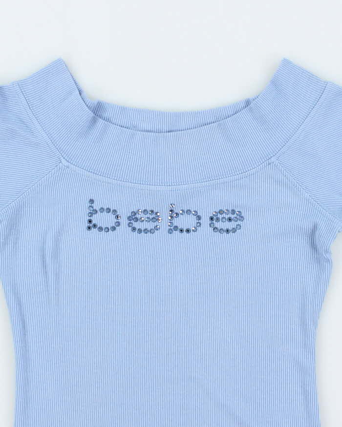 Vintage Y2k 00s Bebe Rhinestone Off The Shoulder Top - S