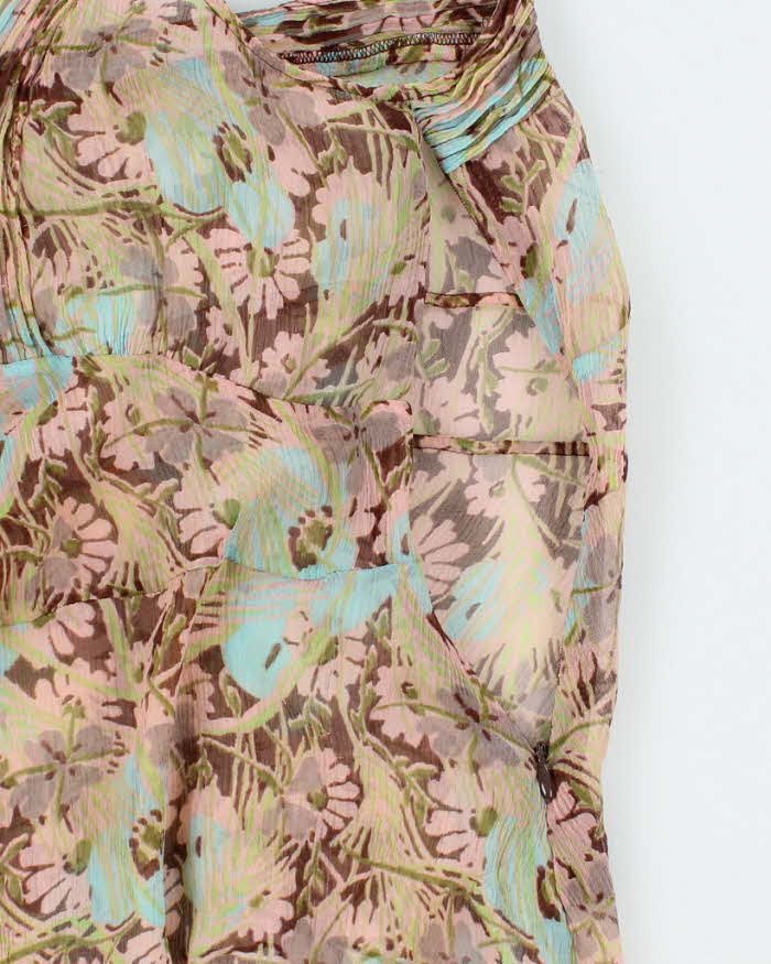 Vintage Y2k 00s Silk Sheer Floral Top - S