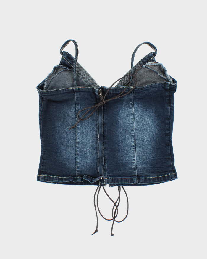 Vintage Y2k 00s Gazoz Lace-up Denim Top - S