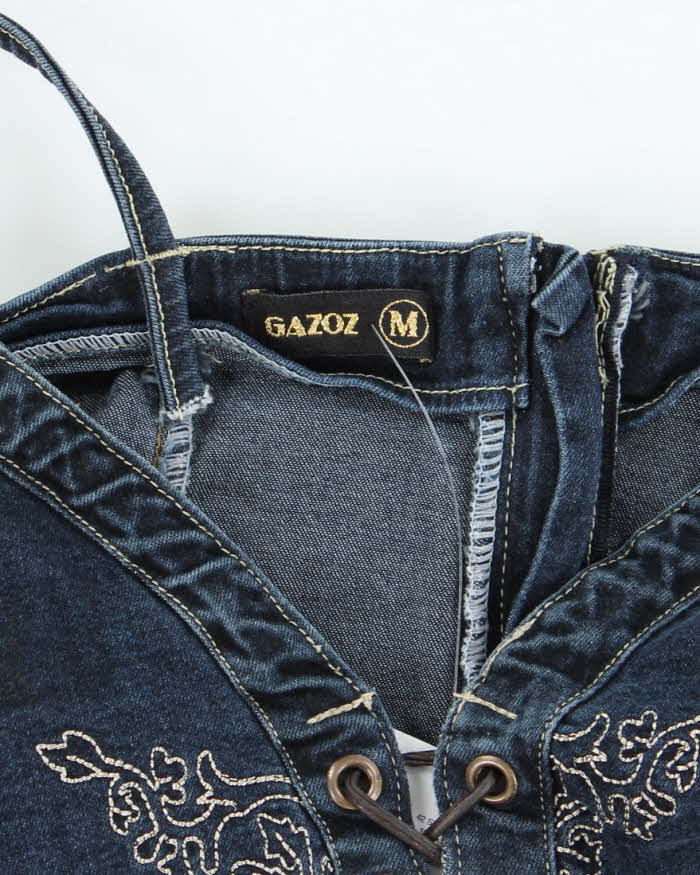 Vintage Y2k 00s Gazoz Lace-up Denim Top - S