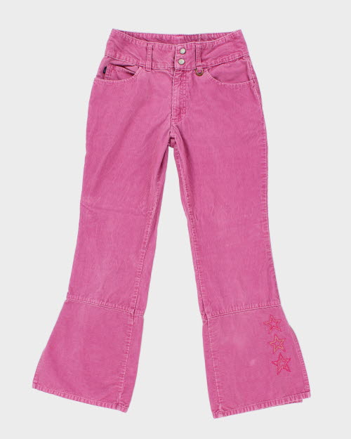 Y2k 00s Canyon River Blues Embroidered Pink Cord Trousers - W28 L29
