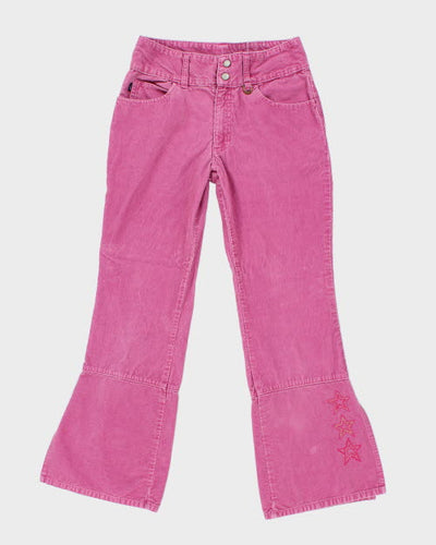 Y2k 00s Canyon River Blues Embroidered Pink Cord Trousers - W28 L29